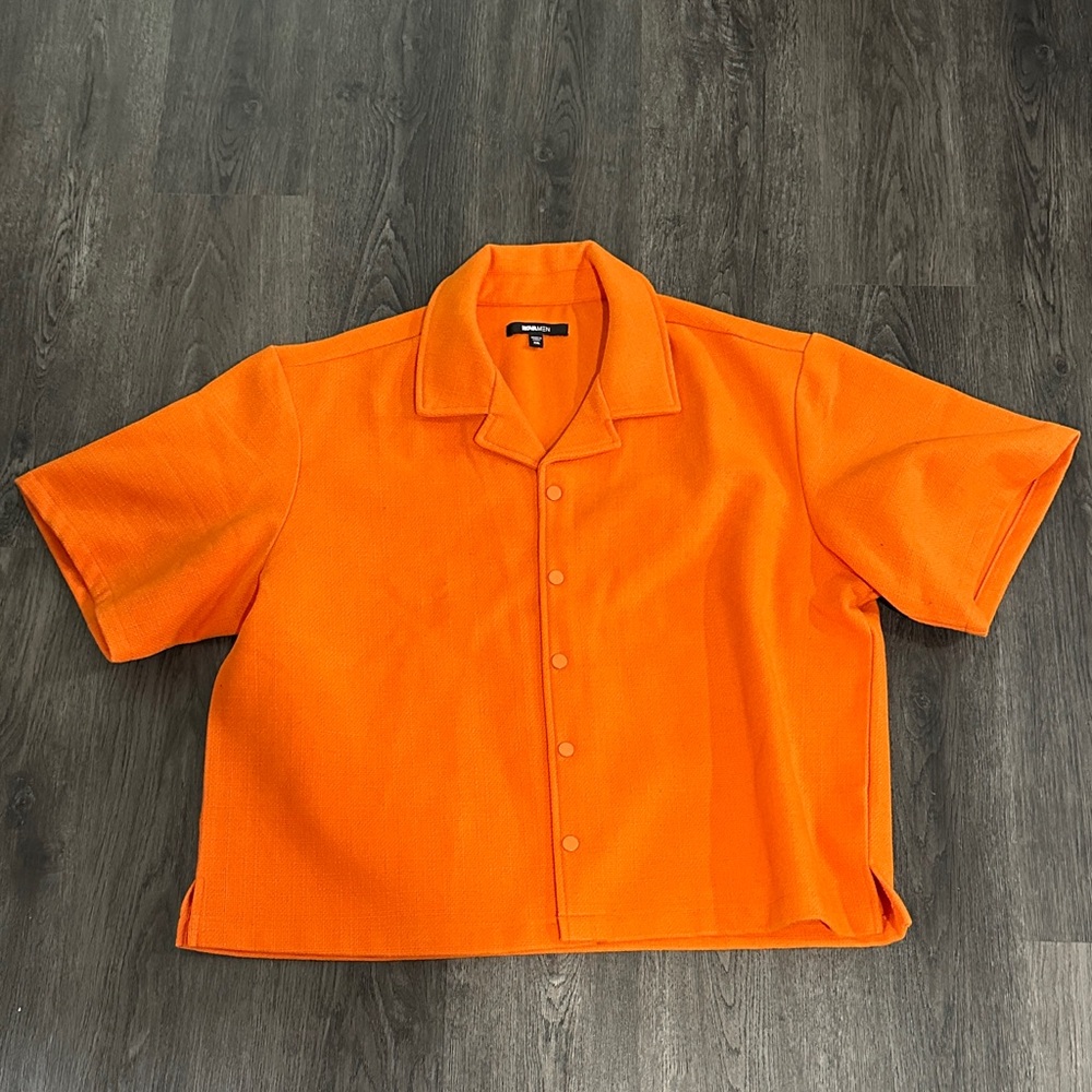 Fashion Nova Bright Orange Men's Casual Shirt